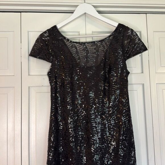 Calvin Klein black sequin cap sleeve maxi dress size 6 - Picture 7 of 14